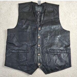 Vintage Italian Stone Navarre Genuine Leather Patchwork Vest XL Biker Motorcycle